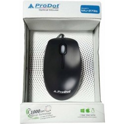 ProDot (Gold Series) Universal MU273s Optical USB Wired Mouse with 3 Buttons, 1000 DPI Compatible with Windows, Mac & Linux (Colour: Solid Black)